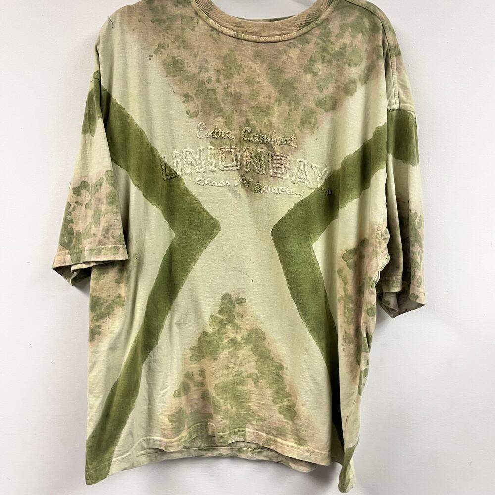 Vintage Men's Unionbay green tan tie dye 100% cotton short sleeve tee XL
